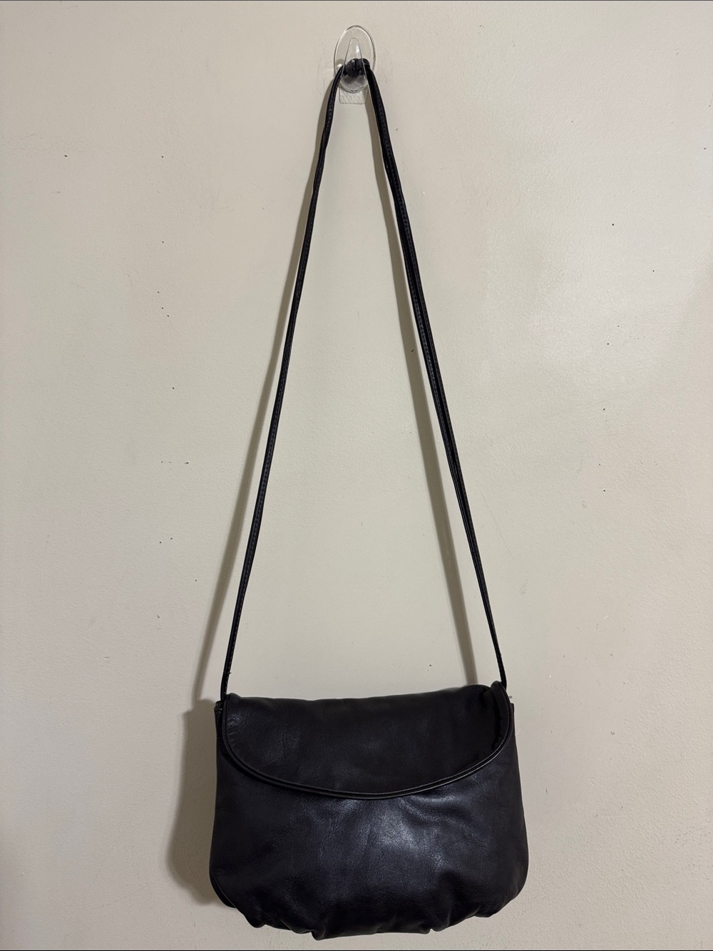 VTG 80's Creation Gabrielle Leather Crossbody Bag Double Pocket Minimalist Chic